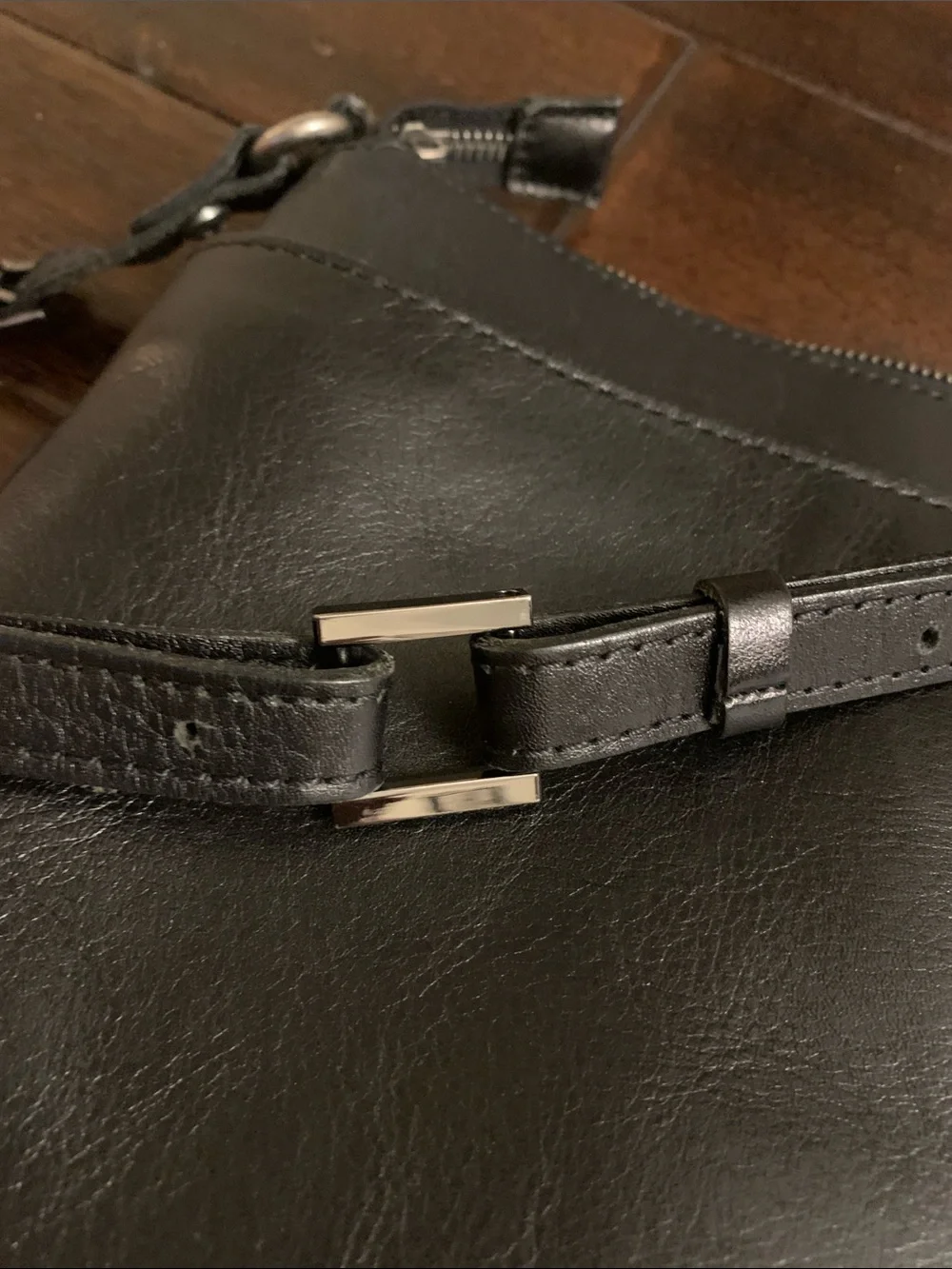 Patricia Nash Kirby Black Leather Bag with Front Buckle Pocket EUC